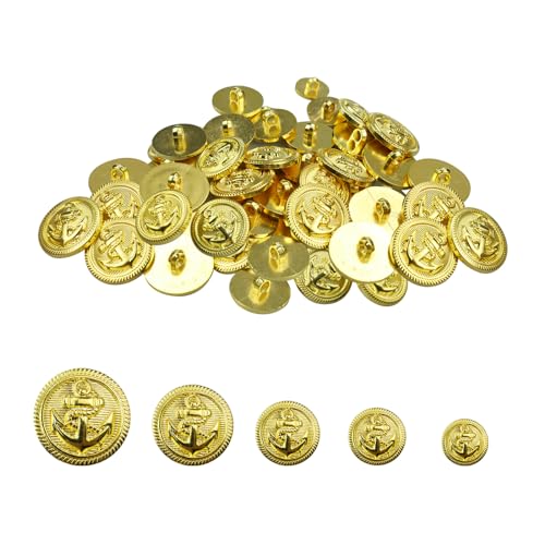 Zfseyuh 70 Stück Dekorative Knöpfe aus Metall, Metallknöpfe Metall Blazer Knöpfe für Blazer, Jacken, Uniformen, 12,5 mm, 15 mm, 18 mm, 21 mm, 25, Gold von Zfseyuh