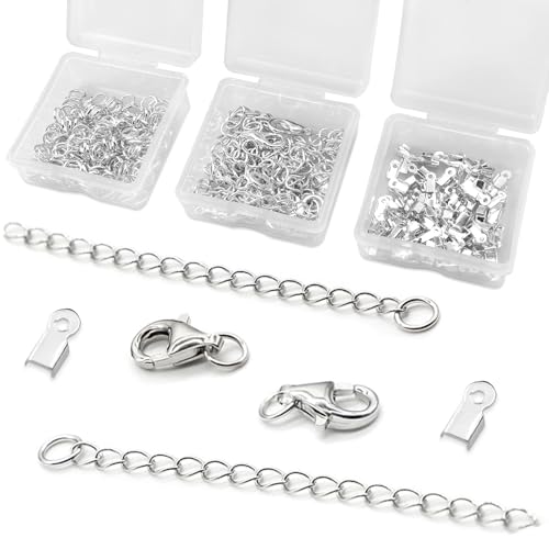 Zfseyuh Armband Verschlüsse Set 280 Stück Kettenverschluss Verschlüsse für Armbänder Enthalt Biegeringe, Karabinerverschlüsse, Crimpenden für DIY Halskette Clipverschluss Schmuckherstellung von Zfseyuh