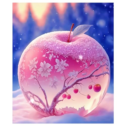 Zfseyuh 5D Diamond Painting Set,Kristallapfel Diamant Painting Bilder DIY Diamond Painting Erwachsene und Kinder Winter Weihnachten Diamant Malerei für Heimdekoration (30x40cm) von Zfseyuh