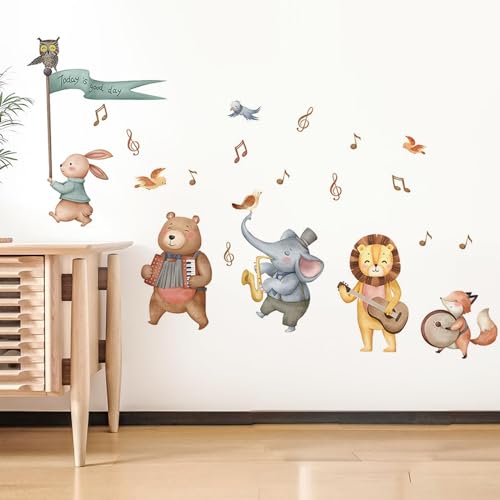 Zfseyuh Wandtattoo Kinderzimmer Tiere Wandsticker Musik Tiere Band Kinder Wandtattoo Dekoration für Junge Mädchen Babyzimmer Kinderzimmer Wanddeko von Zfseyuh