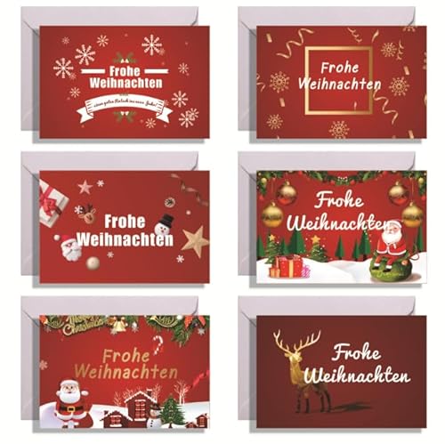 Zfseyuh Weihnachtskarten Set 24 Stück A6 Weihnachtskarten mit Umschlag Set Weihnachtspostkarten Grußkarten Weihnachten Klappkarten Weihnachten Weihnachtspostkarten für Familie Freunde Kunden von Zfseyuh