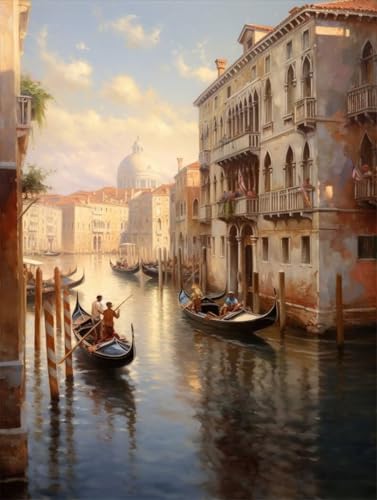 5D Diamond Painting Venedig Diamant Painting Bilder Landschaft Diamond Art Painting Erwachsene Kinder DIY Diamant Painting Bilder Erwachsene Stickerei Set Kreuzstich Bilder Home Wand Decor 30x40cm von Zgcoyeo