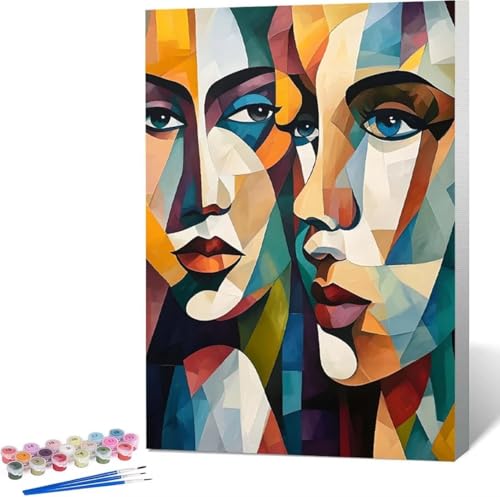 Abstrakt Malen Nach Zahlen Frau Malen Nach Zahlen Erwachsene Rahmenlos Paint by Numbers Kit, DIY Malen Nach Zahlen Kinder mit Pinseln und Acrylfarben, für Geschenke und Heimdekoration 30x40 cm 7-6 von Zgcoyeo