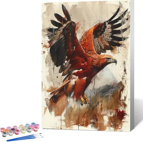 Adler Malen Nach Zahlen Tier Malen Nach Zahlen Erwachsene Rahmenlos Paint by Numbers Kit, DIY Malen Nach Zahlen Kinder mit Pinseln und Acrylfarben, für Geschenke und Heimdekoration 100x135 cm B-0 von Zgcoyeo