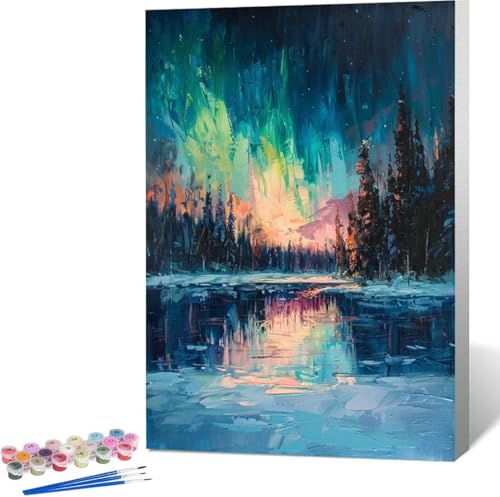 Aurora Malen Nach Zahlen Landschaft Malen Nach Zahlen Erwachsene Rahmenlos Paint by Numbers Kit, DIY Malen Nach Zahlen Kinder mit Pinseln und Acrylfarben, Geschenke und Heimdekoration 100x135 cm J-9 von Zgcoyeo