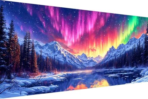 Aurora Malen Nach Zahlen Landschaft Malen Nach Zahlen Erwachsene Rahmenlos Paint by Numbers Kit, DIY Malen Nach Zahlen Kinder mit Pinseln und Acrylfarben, Geschenke und Heimdekoration 30x60cm -w754 von Zgcoyeo