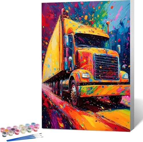 Auto Malen Nach Zahlen Lkw Malen Nach Zahlen Erwachsene Rahmenlos Paint by Numbers Kit, DIY Malen Nach Zahlen Kinder mit Pinseln und Acrylfarben Painting, Geschenke und Heimdekoration 100x135 cm 1-1 von Zgcoyeo