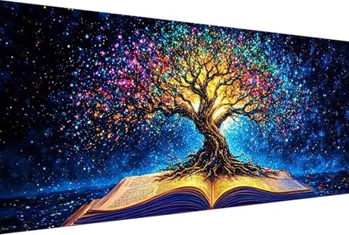 Baum Des Lebens Malen Nach Zahlen Erwachsene Gerahmt Sternenhimmel Malen Nach Zahlen XXL 100x200cm Paint by Numbers Adult mit Acrylfarben Set und 4 Pinsel Ölgemälde Leinwand Bastelset Geschenke -38r9 von Zgcoyeo