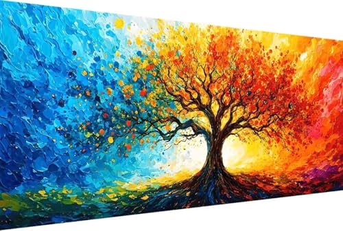 Baum Des Lebens Malen Nach Zahlen Landschaft Malen Nach Zahlen Erwachsene Rahmenlos Paint by Numbers, mit Pinseln und Acrylfarben Leinwand Art Kits Paint by Numbers Adult Home Haus Deko 40x80cm -43y6 von Zgcoyeo