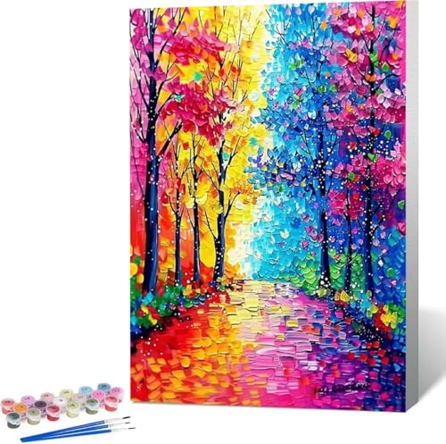 Baum Malen Nach Zahlen Blume Malen Nach Zahlen Erwachsene Rahmenlos Paint by Numbers Kit, DIY Malen Nach Zahlen Kinder mit Pinseln und Acrylfarben, für Geschenke und Heimdekoration 100x135 cm 4-1 von Zgcoyeo