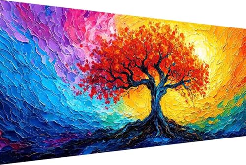 Baum Malen Nach Zahlen Erwachsene Gerahmt Baum Des Lebens Malen Nach Zahlen Klein 30x60cm Paint by Numbers Adult mit Acrylfarben Set und 4 Pinsel Ölgemälde Leinwand Bastelset und Heimdekoration -345J von Zgcoyeo