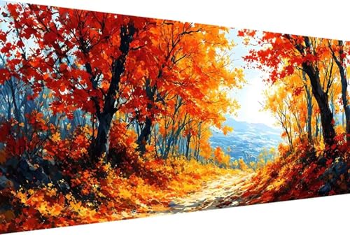 Baum Malen Nach Zahlen Erwachsene Gerahmt Herbst Malen Nach Zahlen XXL 100x200cm Paint by Numbers Adult mit Acrylfarben Set und 4 Pinsel Ölgemälde Leinwand Bastelset Geschenke und Heimdekoration -10yI von Zgcoyeo