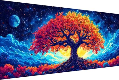 Baum Malen Nach Zahlen Erwachsene Rahmenlos Landschaft Malen Nach Zahlen Klein 30x60cm Paint by Numbers Adult mit Acrylfarben Set und 4 Pinsel Ölgemälde Leinwand Bastelset und Heimdekoration -26k4 von Zgcoyeo