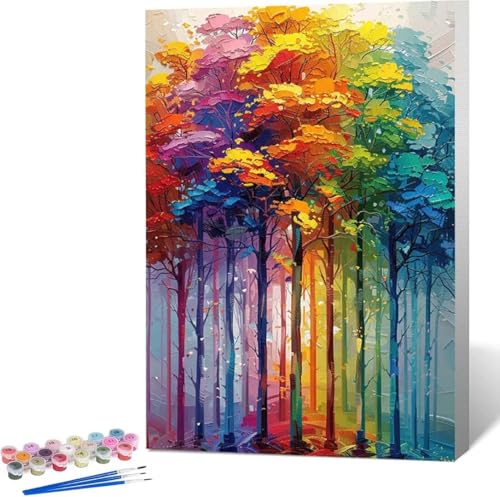 Baum Malen Nach Zahlen Fallen Malen Nach Zahlen Erwachsene Rahmenlos Paint by Numbers Kit, DIY Malen Nach Zahlen Kinder mit Pinseln und Acrylfarben, für Geschenke und Heimdekoration 100x135 cm K-6 von Zgcoyeo