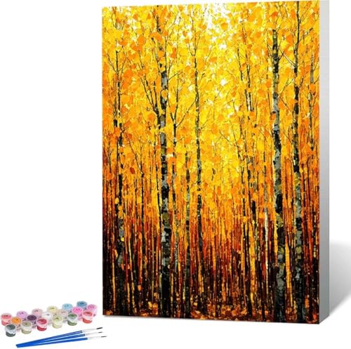 Baum Malen Nach Zahlen Fallen Malen Nach Zahlen Erwachsene Rahmenlos Paint by Numbers Kit, DIY Malen Nach Zahlen Kinder mit Pinseln und Acrylfarben, für Geschenke und Heimdekoration 100x135 cm R-E von Zgcoyeo