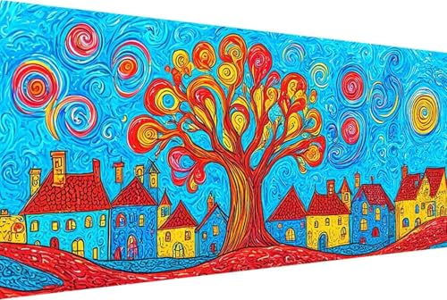 Baum Malen Nach Zahlen Haus Malen Nach Zahlen Erwachsene Gerahmt Paint by Numbers, mit Pinseln und Acrylfarben Leinwand Art Kits Paint by Numbers Adult für Geschenke und Home Haus Deko 100x200cm -95C von Zgcoyeo