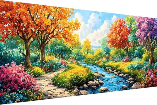 Baum Malen Nach Zahlen Landschaft Malen Nach Zahlen Erwachsene Gerahmt Paint by Numbers, mit Pinseln und Acrylfarben Leinwand Art Kits Paint by Numbers Adult Home Haus Deko Geschenke 100x200cm -7656 von Zgcoyeo