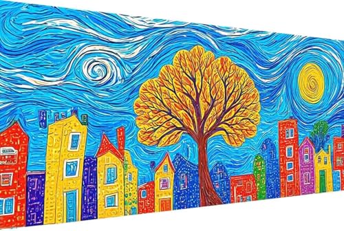 Baum Malen Nach Zahlen Landschaft Malen Nach Zahlen Erwachsene Rahmenlos Paint by Numbers Kit, DIY Malen Nach Zahlen Kinder mit Pinseln und Acrylfarben, Geschenke und Heimdekoration 100x200cm -w046 von Zgcoyeo