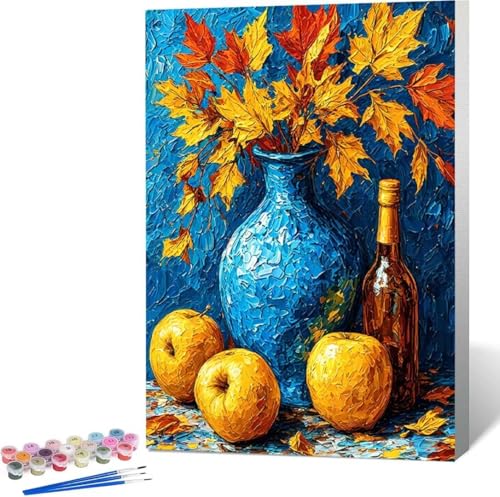 Blatt Malen Nach Zahlen Obst Malen Nach Zahlen Erwachsene Rahmenlos Paint by Numbers Kit, DIY Malen Nach Zahlen Kinder mit Pinseln und Acrylfarben, für Geschenke und Heimdekoration 100x135 cm W-5 von Zgcoyeo