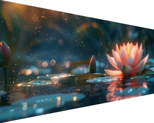 Blume Diamond Painting Set, 5D Diamond Painting Lotus Daiments Painting Erwachsene Groß 100x200cm, Quadrat Diamond Art Painting Kinder Stickerei Kreuzstich Paintings, Wand Zimmer Deko Aesthetic A-H-6 von Zgcoyeo