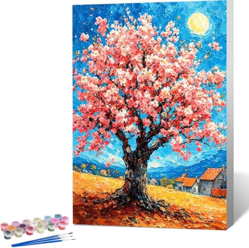 Blume Malen Nach Zahlen Baum Malen Nach Zahlen Erwachsene Rahmenlos Paint by Numbers Kit, DIY Malen Nach Zahlen Kinder mit Pinseln und Acrylfarben, für Geschenke und Heimdekoration 100x135 cm M-7 von Zgcoyeo