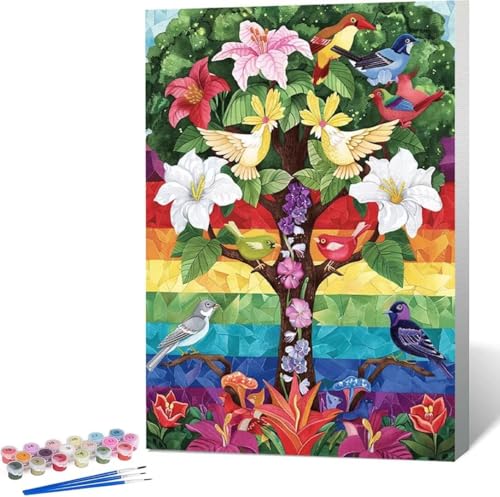 Blume Malen Nach Zahlen Baum Malen Nach Zahlen Erwachsene Rahmenlos Paint by Numbers Kit, DIY Malen Nach Zahlen Kinder mit Pinseln und Acrylfarben, für Geschenke und Heimdekoration 100x135 cm Q-3 von Zgcoyeo