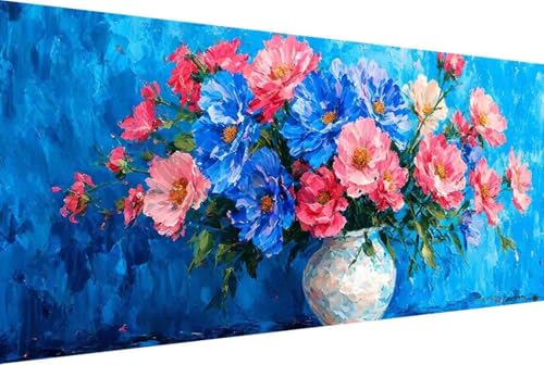 Blume Malen Nach Zahlen Blatt Malen Nach Zahlen Erwachsene Gerahmt Paint by Numbers, mit Pinseln und Acrylfarben Leinwand Art Kits Paint by Numbers Adult für Geschenke und Home Haus Deko 40x80cm -75U von Zgcoyeo