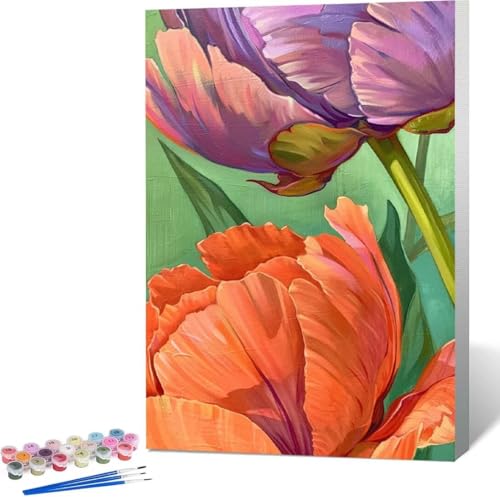 Blume Malen Nach Zahlen Blatt Malen Nach Zahlen Erwachsene Rahmenlos Paint by Numbers Kit, DIY Malen Nach Zahlen Kinder mit Pinseln und Acrylfarben, für Geschenke und Heimdekoration 100x135 cm 7-Y von Zgcoyeo