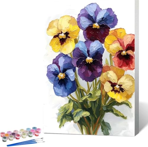 Blume Malen Nach Zahlen Blatt Malen Nach Zahlen Erwachsene Rahmenlos Paint by Numbers Kit, DIY Malen Nach Zahlen Kinder mit Pinseln und Acrylfarben, für Geschenke und Heimdekoration 70x95 cm 3-5 von Zgcoyeo