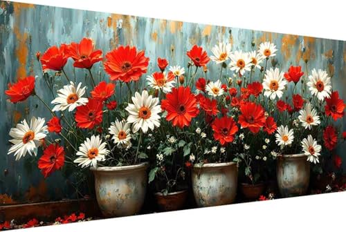 Blume Malen Nach Zahlen Chrysantheme Malen Nach Zahlen Erwachsene Gerahmt Paint by Numbers, mit Pinseln und Acrylfarben Leinwand Art Kits Paint by Numbers Adult Home Haus Deko Geschenke 70x140cm -3451 von Zgcoyeo