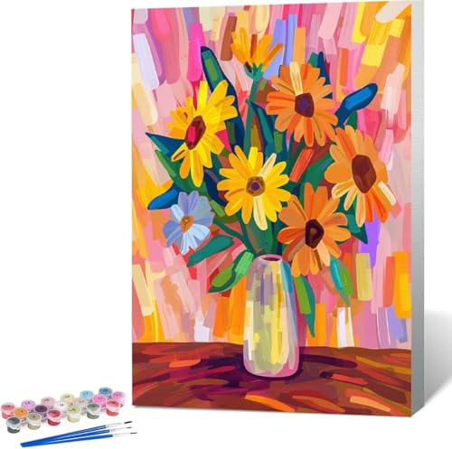 Blume Malen Nach Zahlen Chrysantheme Malen Nach Zahlen Erwachsene Rahmenlos Paint by Numbers Kit, DIY Malen Nach Zahlen Kinder mit Pinseln und Acrylfarben, Geschenke und Heimdekoration 100x135 cm 8-H von Zgcoyeo