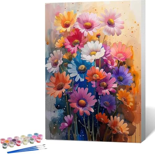 Blume Malen Nach Zahlen Chrysantheme Malen Nach Zahlen Erwachsene Rahmenlos Paint by Numbers Kit, DIY Malen Nach Zahlen Kinder mit Pinseln und Acrylfarben, Geschenke und Heimdekoration 100x135 cm A-1 von Zgcoyeo