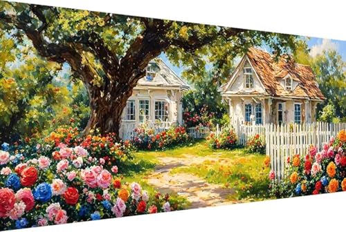 Blume Malen Nach Zahlen Erwachsene Gerahmt Garten Malen Nach Zahlen XXL 80x160cm Paint by Numbers Adult mit Acrylfarben Set und 4 Pinsel Ölgemälde Leinwand Bastelset Geschenke und Heimdekoration -75T von Zgcoyeo