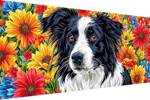 Blume Malen Nach Zahlen Erwachsene Gerahmt Hund Malen Nach Zahlen XXL 100x200cm Paint by Numbers Adult mit Acrylfarben Set und 4 Pinsel Ölgemälde Leinwand Bastelset Geschenke und Heimdekoration -3556 von Zgcoyeo