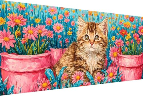 Blume Malen Nach Zahlen Erwachsene Gerahmt Katze Malen Nach Zahlen XXL 80x160cm Paint by Numbers Adult mit Acrylfarben Set und 4 Pinsel Ölgemälde Leinwand Bastelset Geschenke und Heimdekoration -70r9 von Zgcoyeo