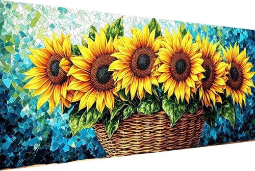 Blume Malen Nach Zahlen Erwachsene Gerahmt Sonnenblume Malen Nach Zahlen XXL 100x200cm Paint by Numbers Adult mit Acrylfarben Set und 4 Pinsel Ölgemälde Leinwand Bastelset und Heimdekoration -79r4 von Zgcoyeo