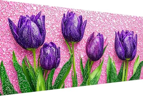 Blume Malen Nach Zahlen Erwachsene Gerahmt Tulpe Malen Nach Zahlen Klein 40x80cm Paint by Numbers Adult mit Acrylfarben Set und 4 Pinsel Ölgemälde Leinwand Bastelset Geschenke und Heimdekoration -24kP von Zgcoyeo