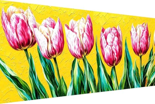 Blume Malen Nach Zahlen Erwachsene Gerahmt Tulpe Malen Nach Zahlen XXL 100x200cm Paint by Numbers Adult mit Acrylfarben Set und 4 Pinsel Ölgemälde Leinwand Bastelset Geschenke und Heimdekoration -4956 von Zgcoyeo