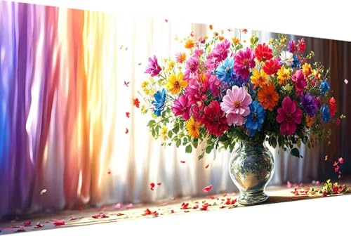 Blume Malen Nach Zahlen Erwachsene Gerahmt Vase Malen Nach Zahlen XXL 100x200cm Paint by Numbers Adult mit Acrylfarben Set und 4 Pinsel Ölgemälde Leinwand Bastelset Geschenke und Heimdekoration -25h1 von Zgcoyeo