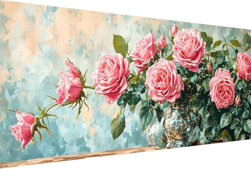 Blume Malen Nach Zahlen Erwachsene Rahmenlos Blatt Malen Nach Zahlen Klein 30x60cm Paint by Numbers Adult mit Acrylfarben Set und 4 Pinsel Ölgemälde Leinwand Bastelset Heimdekoration Geschenke -7956 von Zgcoyeo