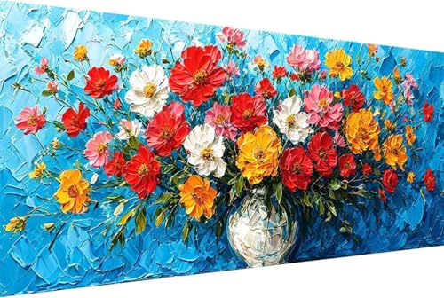 Blume Malen Nach Zahlen Erwachsene Rahmenlos Blatt Malen Nach Zahlen Klein 30x60cm Paint by Numbers Adult mit Acrylfarben Set und 4 Pinsel Ölgemälde Leinwand Bastelset Heimdekoration Geschenke -8y1 von Zgcoyeo