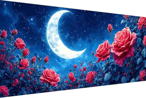 Blume Malen Nach Zahlen Erwachsene Rahmenlos Mond Malen Nach Zahlen XXL 100x200cm Paint by Numbers Adult mit Acrylfarben Set und 4 Pinsel Ölgemälde Leinwand Bastelset Heimdekoration Geschenke -74r3 von Zgcoyeo