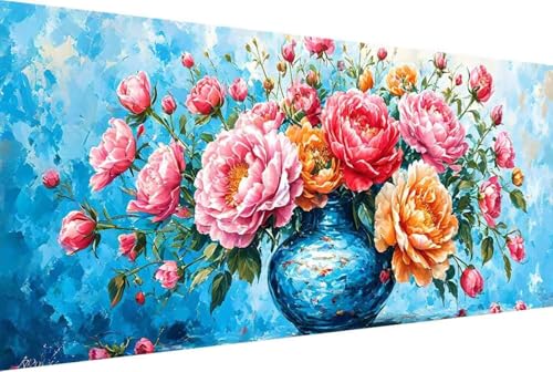 Blume Malen Nach Zahlen Erwachsene Rahmenlos Pfingstrose Malen Nach Zahlen Klein 30x60cm Paint by Numbers Adult mit Acrylfarben Set und 4 Pinsel Ölgemälde Leinwand Bastelset und Heimdekoration -16y5 von Zgcoyeo