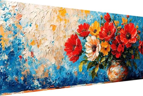 Blume Malen Nach Zahlen Erwachsene Rahmenlos Vase Malen Nach Zahlen Klein 30x60cm Paint by Numbers Adult mit Acrylfarben Set und 4 Pinsel Ölgemälde Leinwand Bastelset Heimdekoration Geschenke -465B von Zgcoyeo