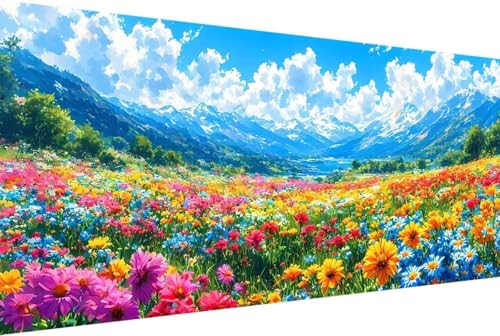 Blume Malen Nach Zahlen Erwachsene Rahmenlos Wolke Malen Nach Zahlen Klein 30x60cm Paint by Numbers Adult mit Acrylfarben Set und 4 Pinsel Ölgemälde Leinwand Bastelset Heimdekoration Geschenke -275V von Zgcoyeo