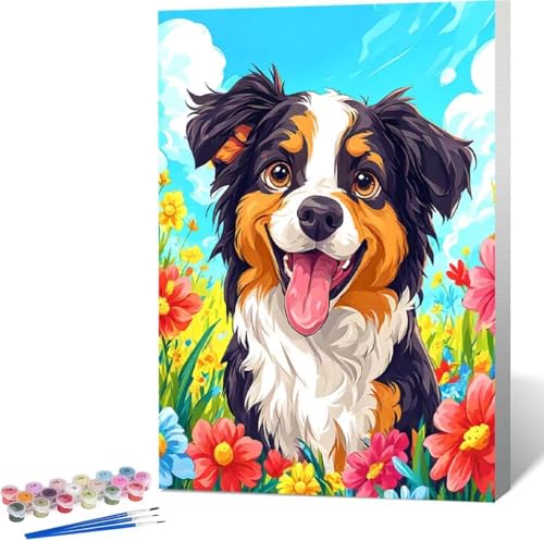 Blume Malen Nach Zahlen Hund Malen Nach Zahlen Erwachsene Rahmenlos Paint by Numbers Kit, DIY Malen Nach Zahlen Kinder mit Pinseln und Acrylfarben, für Geschenke und Heimdekoration 100x135 cm I-L von Zgcoyeo