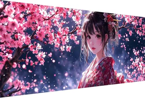 Blume Malen Nach Zahlen Japanische Frau Malen Nach Zahlen Erwachsene Rahmenlos Paint by Numbers Kit, DIY Malen Nach Zahlen Kinder mit Pinseln und Acrylfarben, Geschenke Heimdekoration 30x60cm -w547 von Zgcoyeo