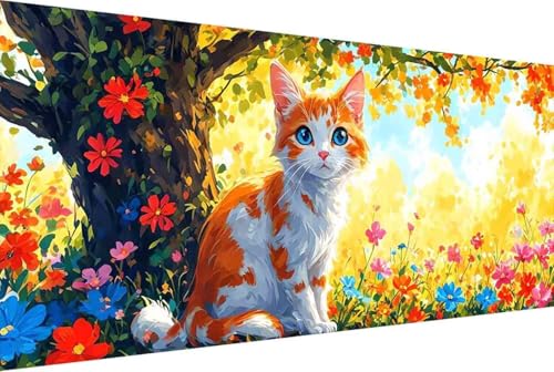 Blume Malen Nach Zahlen Katze Malen Nach Zahlen Erwachsene Rahmenlos Paint by Numbers, mit Pinseln und Acrylfarben Leinwand Kits Paint by Numbers Adult für Geschenke und Home Haus Deko 30x60cm -31rF von Zgcoyeo