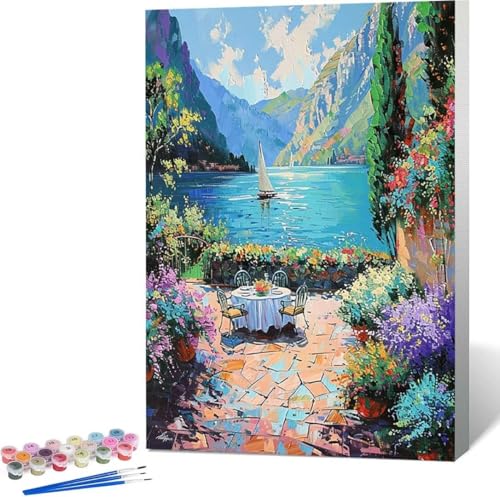 Blume Malen Nach Zahlen Landschaft Malen Nach Zahlen Erwachsene Rahmenlos Paint by Numbers Kit, DIY Malen Nach Zahlen Kinder mit Pinseln und Acrylfarben, für Geschenke und Heimdekoration 30x40 cm 9-4 von Zgcoyeo