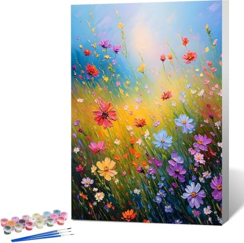 Blume Malen Nach Zahlen Landschaft Malen Nach Zahlen Erwachsene Rahmenlos Paint by Numbers Kit, DIY Malen Nach Zahlen Kinder mit Pinseln und Acrylfarben, für Geschenke und Heimdekoration 30x40 cm Q-N von Zgcoyeo